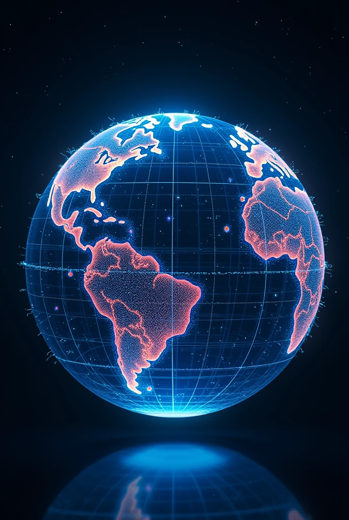 A Data Globe: A transparent globe filled with floating microchips, each connected by glowing neon lines. The globe’s outer shell is made of glowing circuits that form the outline of the continents. The microchips pulse with energy as data flows between them, symbolizing the technological core of the planet. The perspective focuses on the globe’s interior, showcasing the complexity of the data network.