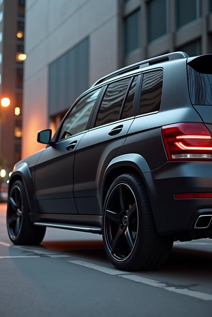 Mercedez Benz glk 2015, matte black and black rims side view