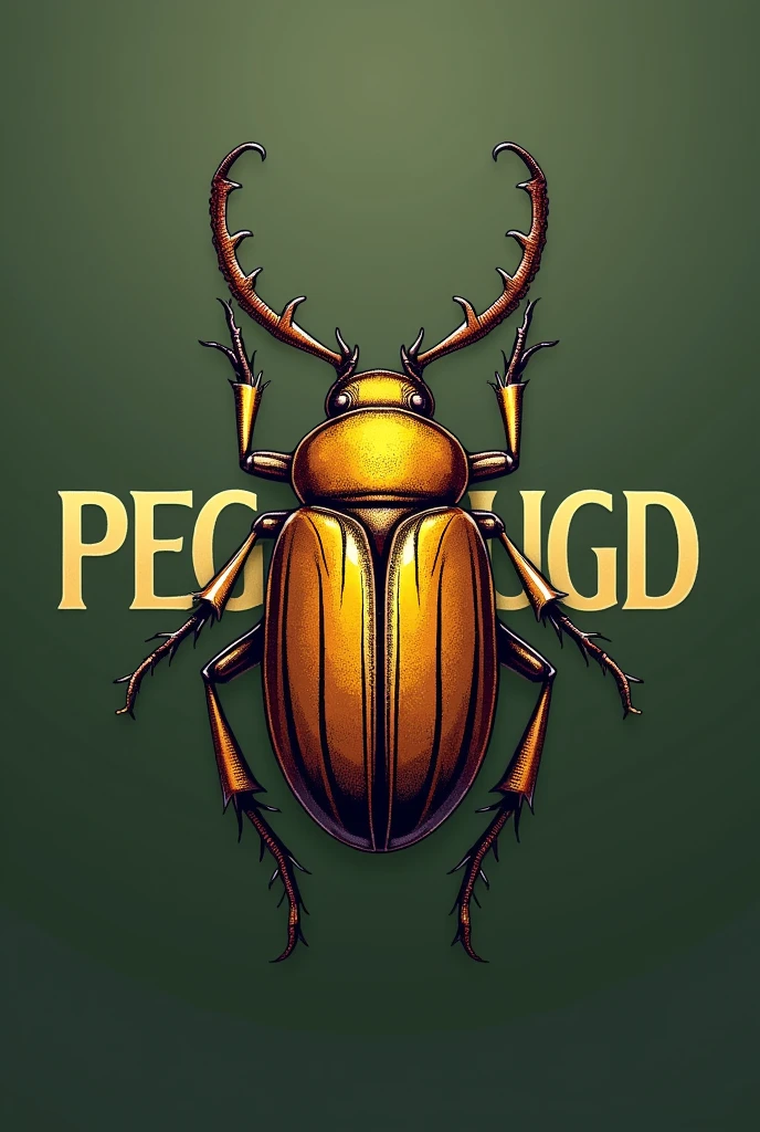 logo written "PEG-UFGD: resin-embedded arthropods" with a centralized insect