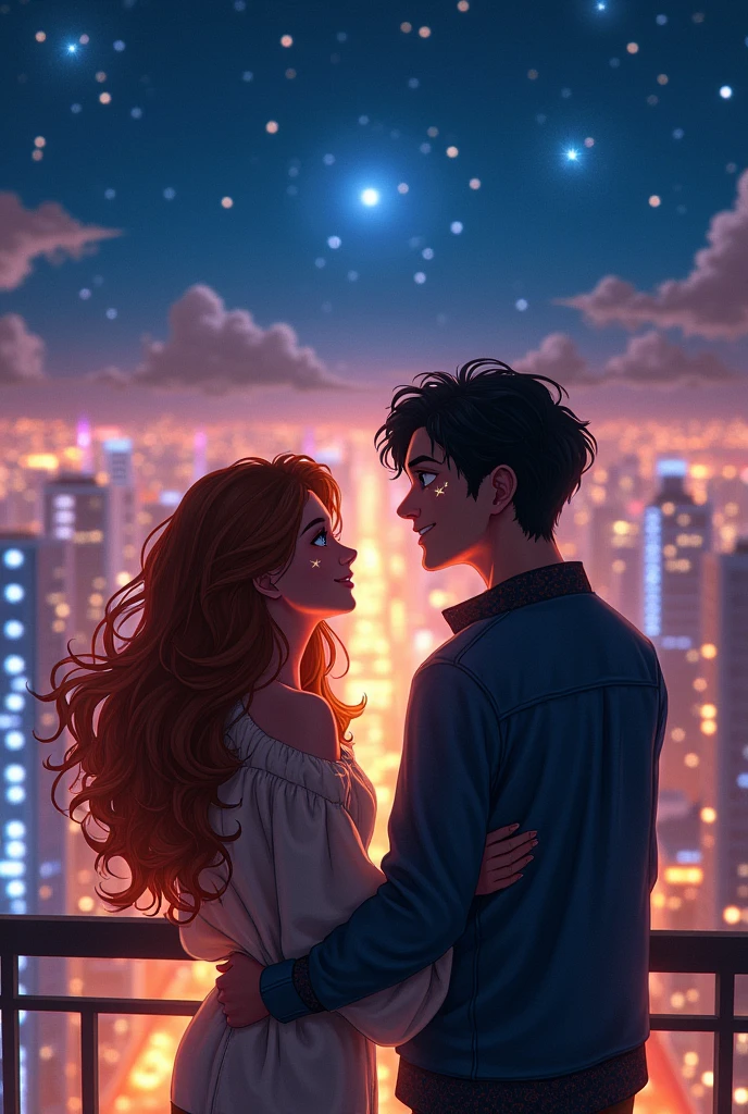 Romantic couple kissing in the wind,Boys and girls,glowing stars,Glow effects,Heart-shaped bubbles,the night,On a cruise ship,The face is clear and accurate,detail in face,super-fine,beachside,16K resolution,high qulity,电影灯光,High picture detail,dynamic viewing angle,Detailed pubic hair,Epic shooting,oc rendered