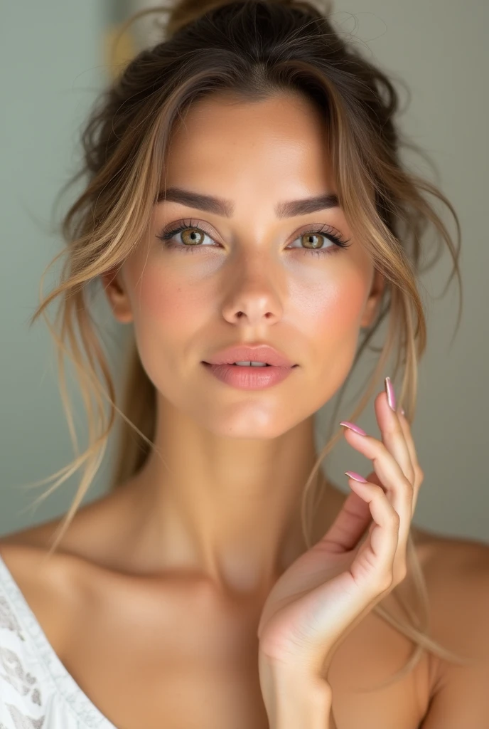 Subject: A women following a proper skincare routine, Nsfw, top quality, Photos in RAW format, realistic face, incredibly beautiful women, Cute, silky, Smooth and shiny hair, Depth of written border, a high resolution, super detailed, extremely detailed eyes and face, Sharp students, Realistic students, Sharp Focus, Cinema Lighting, small, (small breasts:1.2), (slim, , Gentle), thin hips, (slim waist:1.2),
Creative descriptions: radiant skin, fresh-faced beauty, glowing complexion,
Environment: cozy bathroom with soft lighting,
Mood/atmosphere: peaceful, rejuvenating, self-care,
Artistic medium/techniques: digital illustration with soft colors and gentle shading,
Artists/movements: Mary Cassatt, Impressionism, Soft pastel tones, gentle brush strokes,
Camera settings: Use a high-quality DSLR camera with soft lighting and a low aperture.
