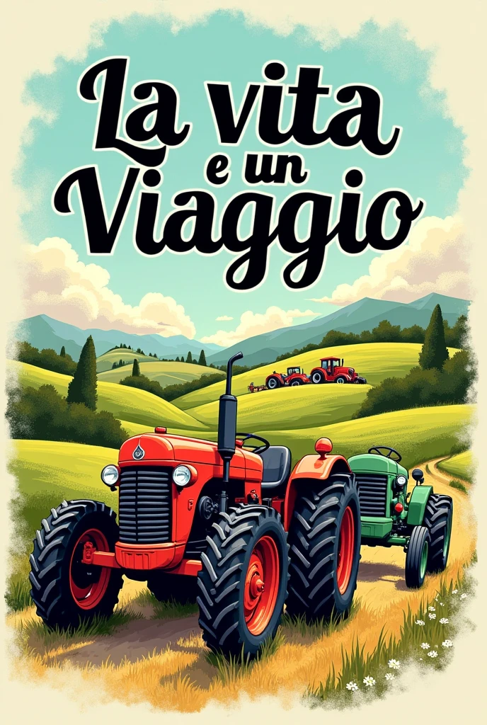 T-shirt with phrase in Italian and tractor
