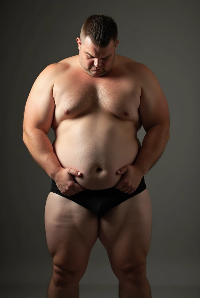 Chubby man naked Jerking off his dick