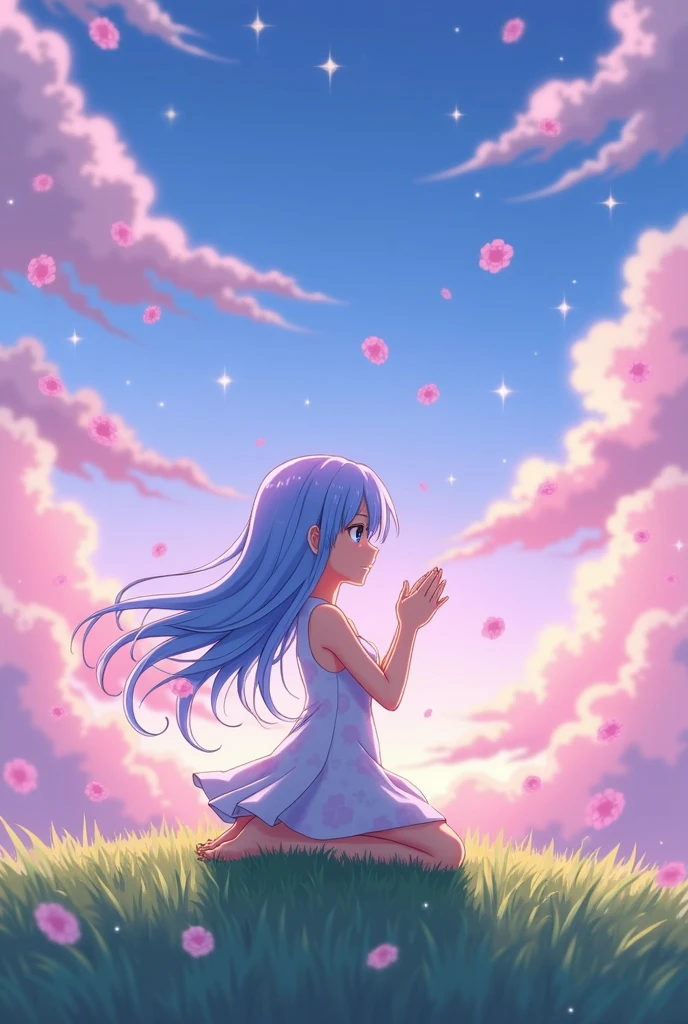 An anime drawing praying