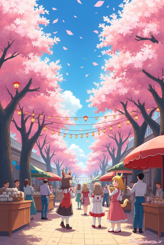 Every week, The city of Relaxia organizes a music festival, where harmonious melodies fill the air and all the inhabitants, anthropomorphic beings, who gather to play instruments and sing together.