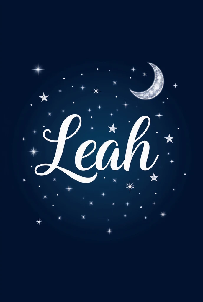 Logo with the name Leah, with stars and a moon with a blue background
