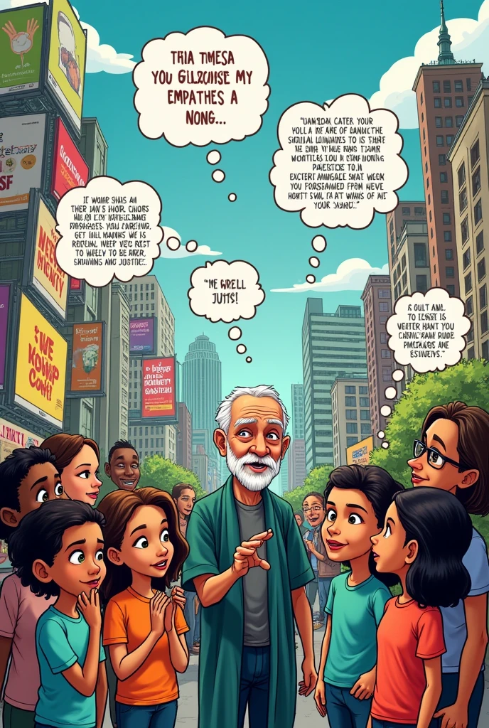 Cartoon showing the impact of moral thinking and values today