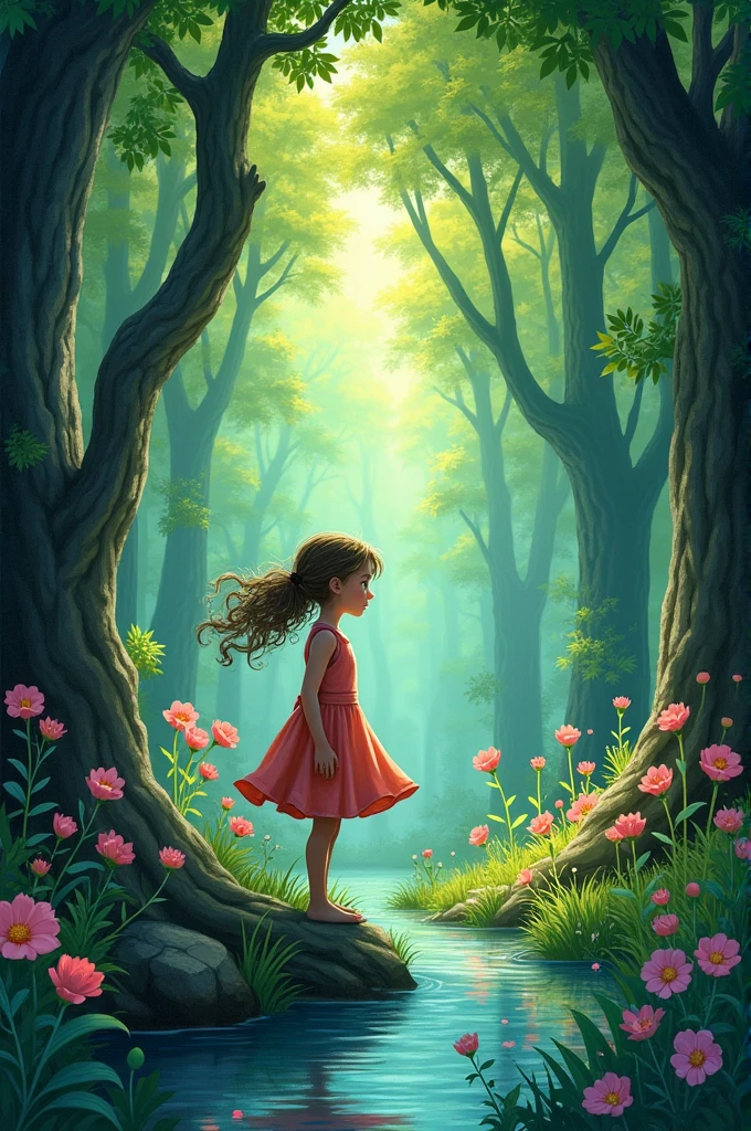 Title: "Echoes of the Enchanted Forest"
Concept: A young girl named Lila discovers an enchanted forest near her home. Each chapter reveals different aspects of this magical place, filled with mythical creatures and ancient secrets. The novel combines narrative elements with stunning illustrations that bring the characters and landscapes to life