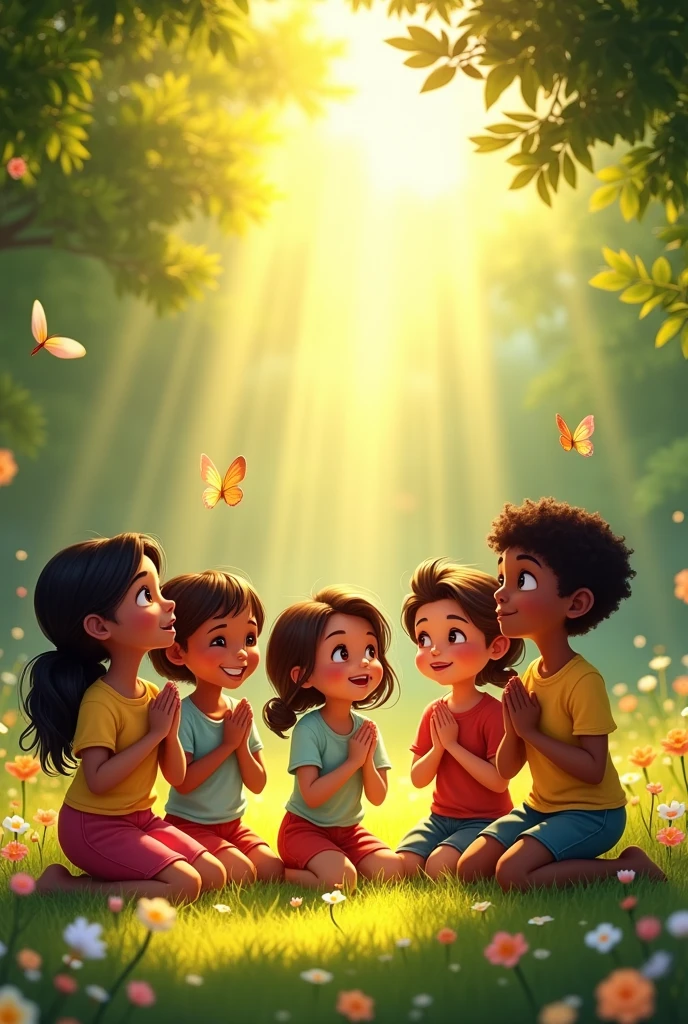 Animated praying children