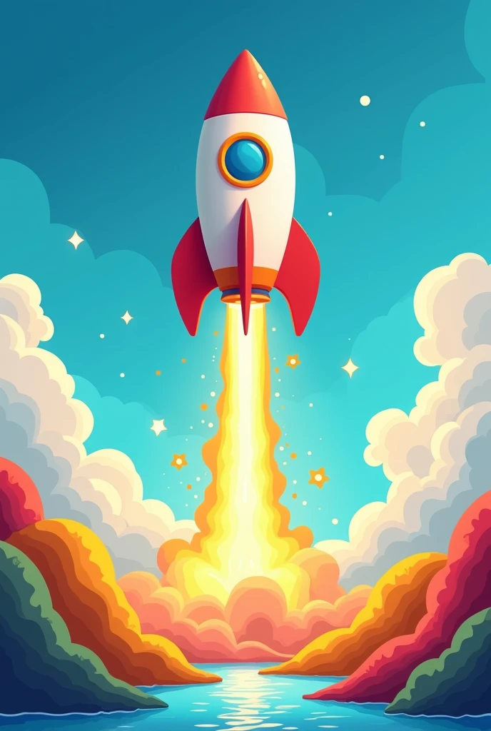 create a space rocket releasing pixar style flames