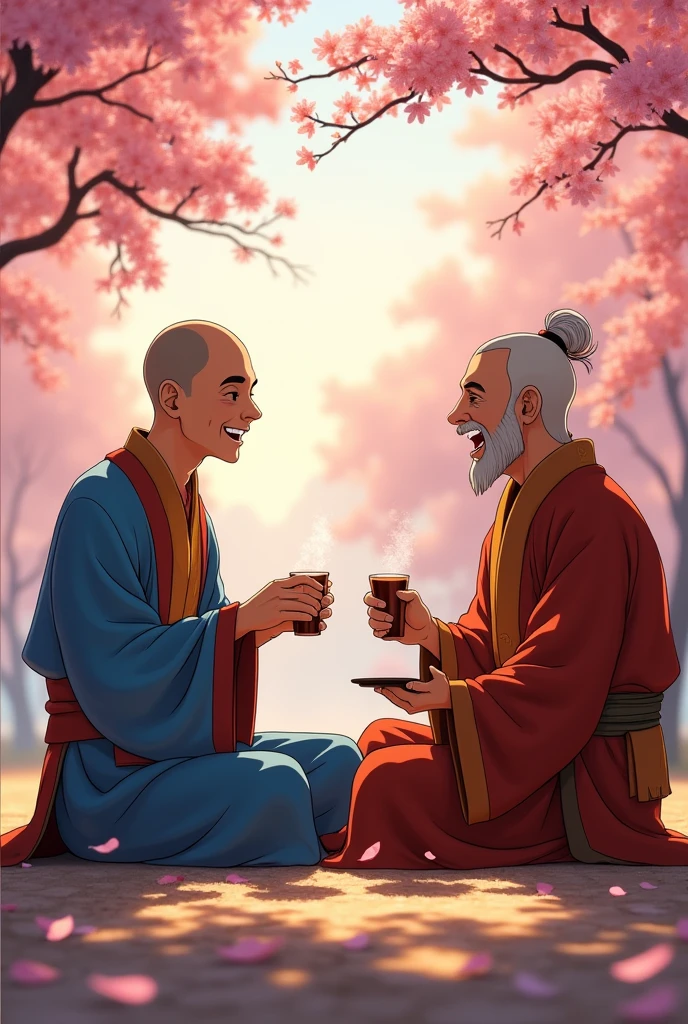 Aang and iroh laughing together
