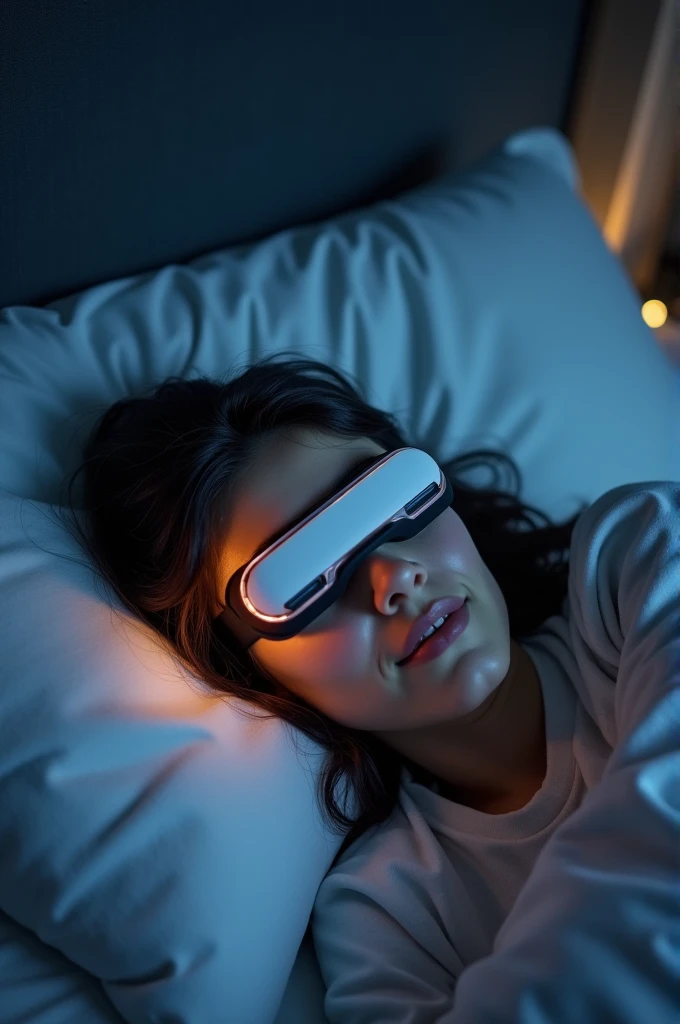 A small comfy device which you can keep on the side of your forehead to record your dreams while you are asleep  , I want more pics 