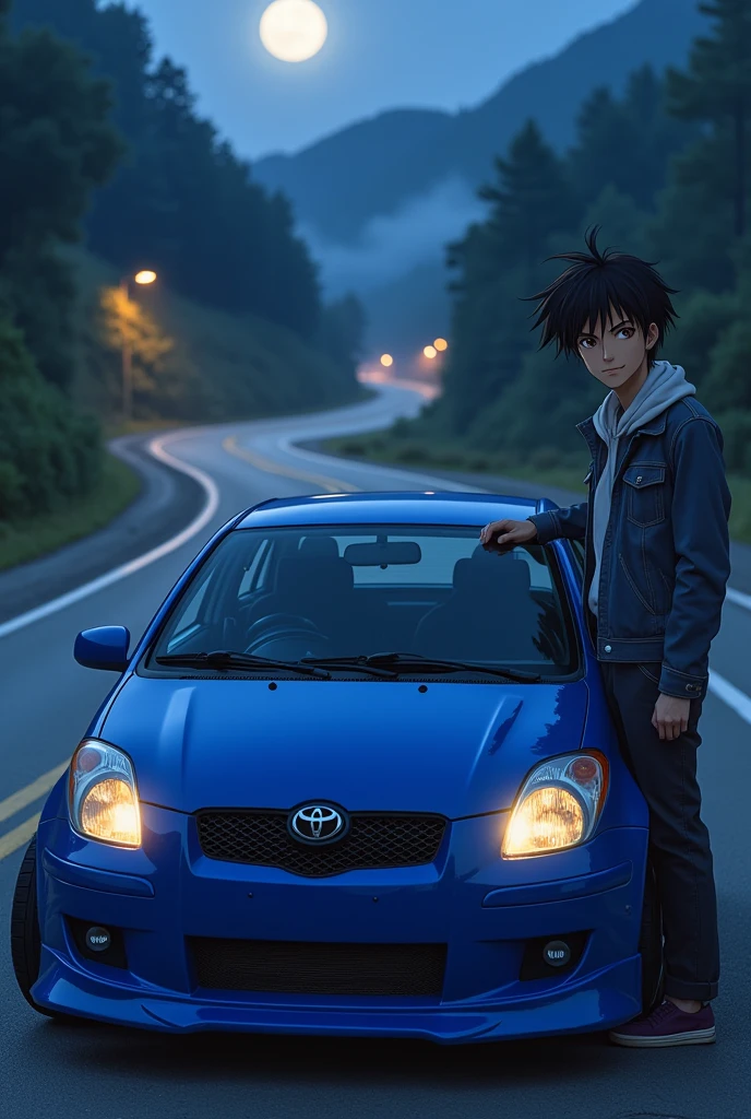 Make Takumi from initial D with a 2008 Toyota Yaris hatchback as realistic as possible