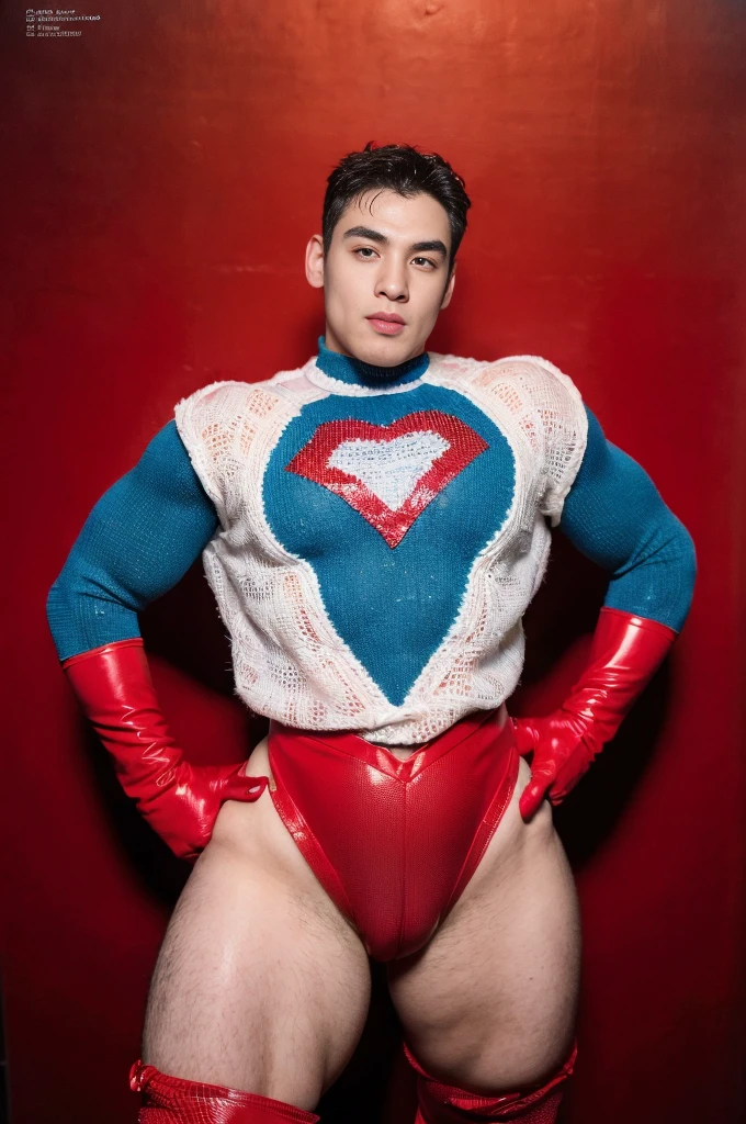(realistic,hyper-detailed,8k,DC comic superhero,Captain Atom,captainatom),
(Fishnet suit),
(red gloves,redgloves),
(red boots,redboots) , ((unrealistic wide hips , unrealistic wide pelvis , plump hips)) , hips , thighs , sexy , eroticism , nsfw , gay, gay focus, narrow waist , snatched waist
