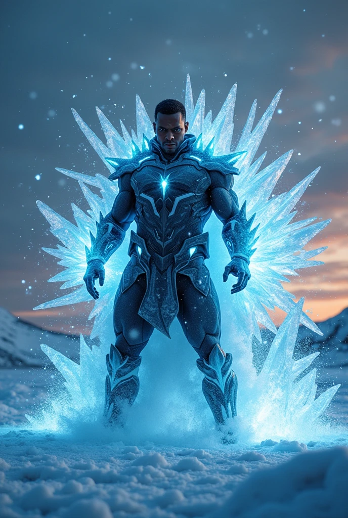 Black man ice power making fifteen ice shards