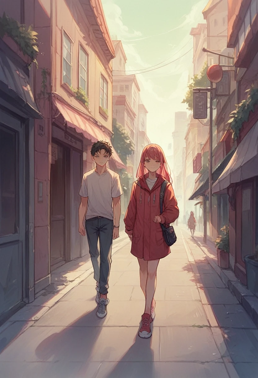 Beautiful zero two walking epically down a street