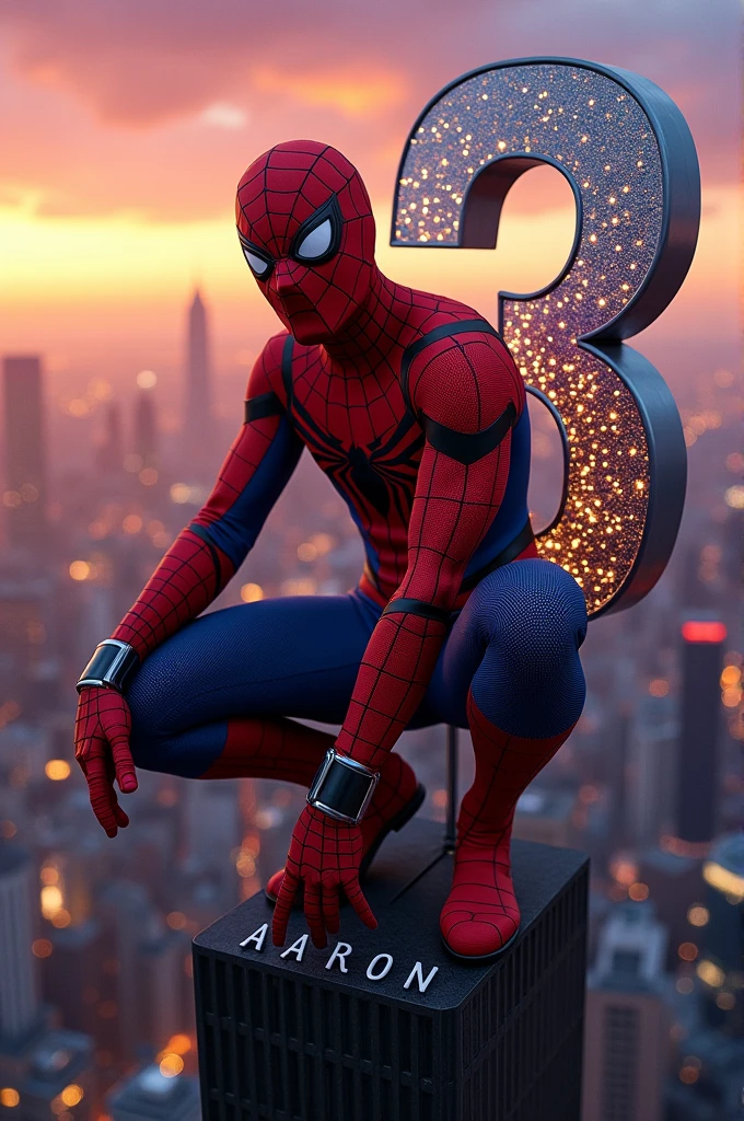 Spiderman, with the number 3 next to it and the name Aaron 