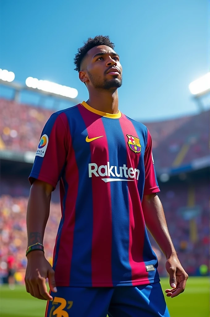 Rafael Leao in a FC Barcelona shirt