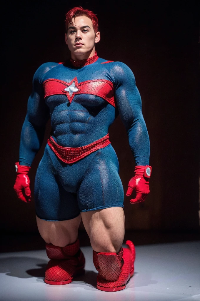 (realistic,hyper-detailed,8k,DC comic superhero,Captain Atom,captainatom),
(Fishnet suit),
(red gloves,redgloves),
(red boots,redboots) ,  ((unrealistic wide hips , unrealistic wide pelvis , plump hips)) , hips , thighs , sexy , eroticism , nsfw ,  gay, gay focus , narrow waist , snatched waist , kneeling 