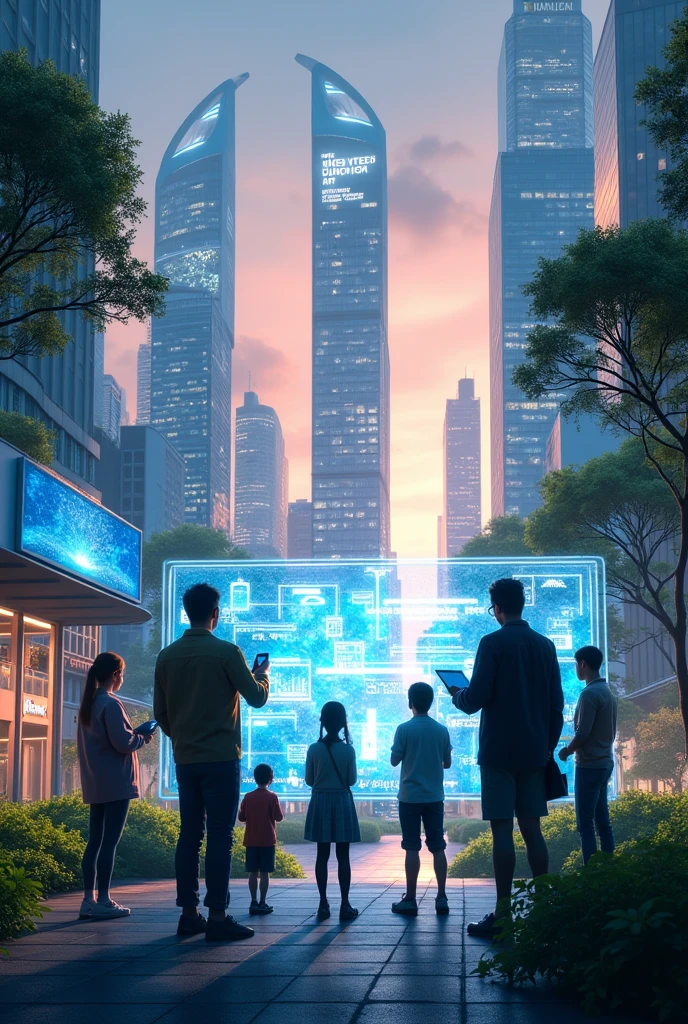 illustration of humans adding technology