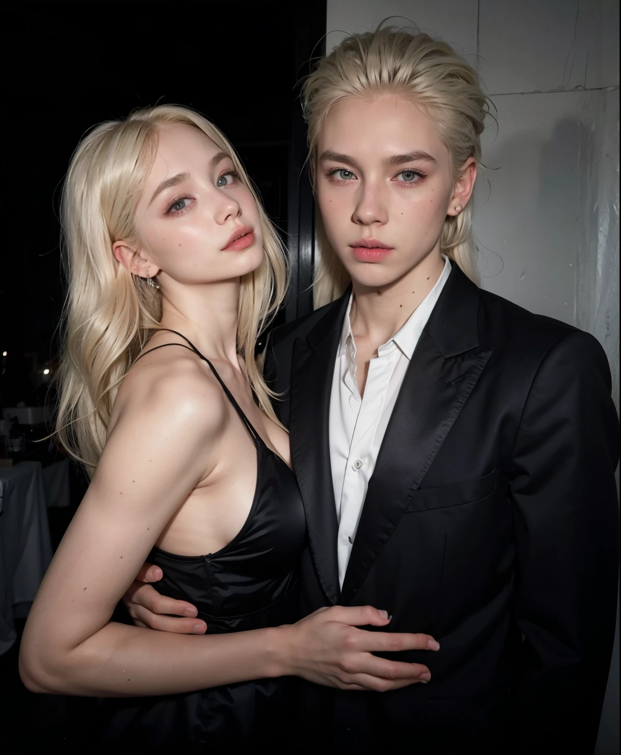 blonde woman with long hair and piercings posing for a photo, with white long hair, with long white hair, perfect white haired girl, ava max, tifa lockhart with white hair, pale porcelain white skin, anime girl in real life, with white hair, extremely light blonde hair, very light blonde hair, with long blonde hair, her hair is white