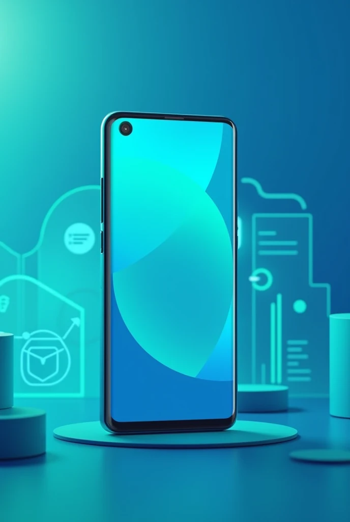 Create an image that shows a Futuro bank App with blue and green colors