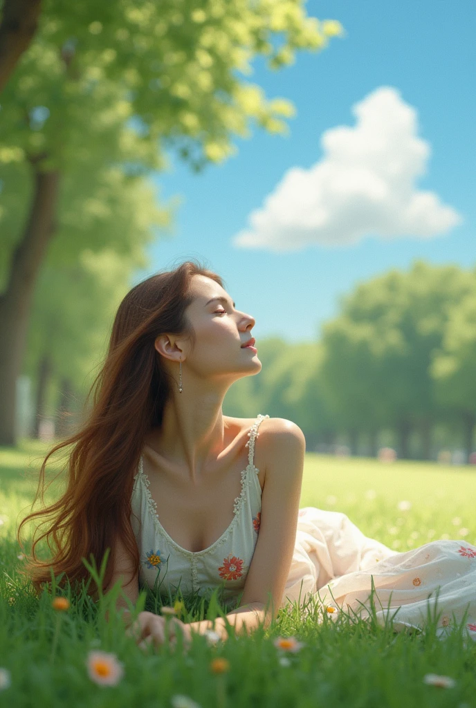 woman lying on grass