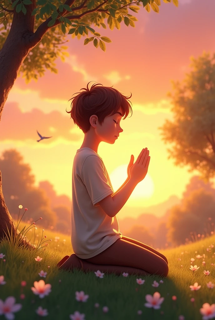 Young man praying animation