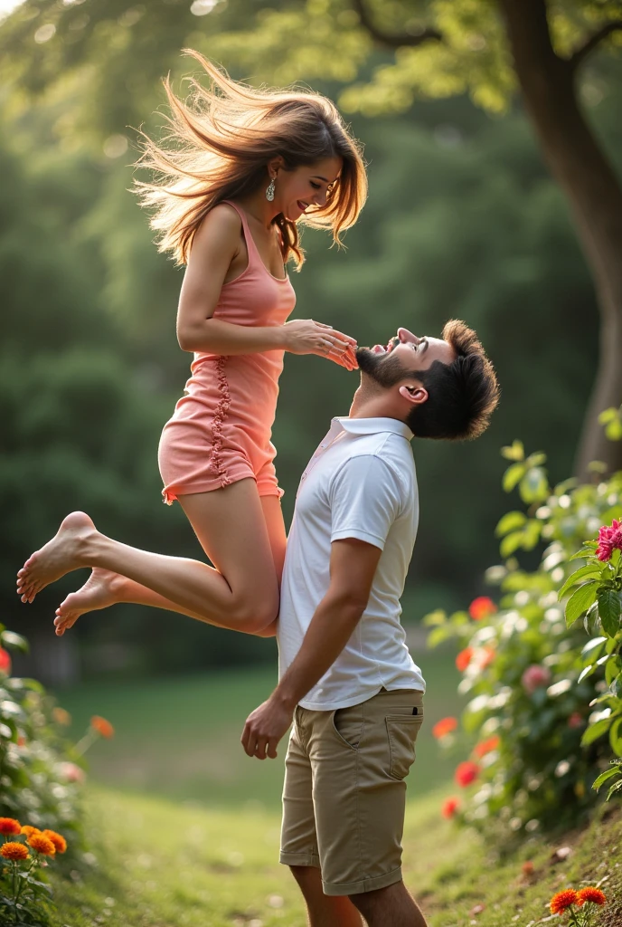 Woman jumping on a man'it is a private part
