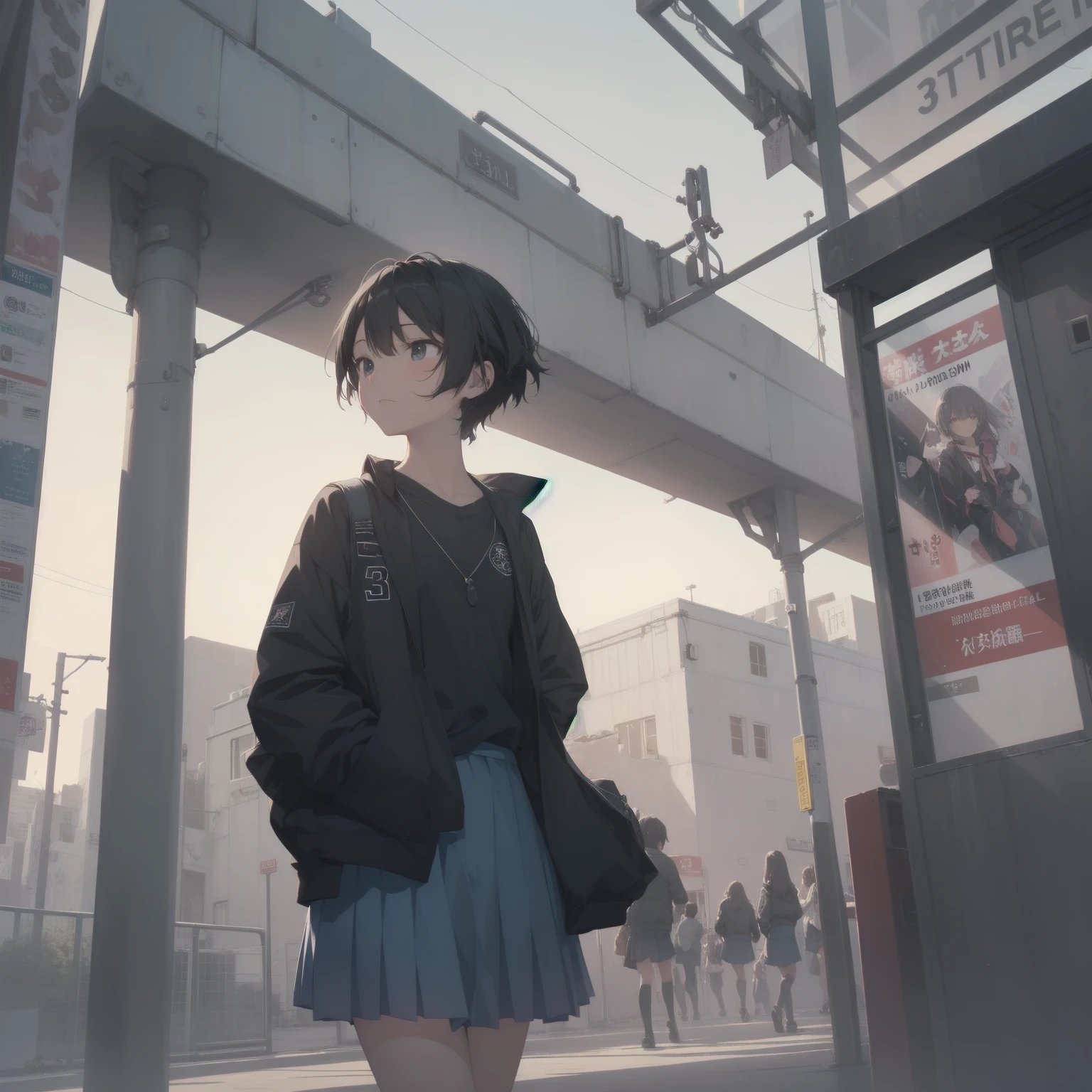 ultra-absurdres-Top quality by artist God, ultra-detailed, high resolution, anime moe artstyle, best anime 8k konachan wallpaper, pixiv contest winner, pool:2810, perfect anatomy,break, 1girl, (Please draw a girl walking sleepily to school alone. )break,(Solo,little female, 13-year-old:1.3),Full limbs, complete fingers,a junior high school student, (very short hair), short cut, flat chest, , small butt, small black eyes, beautiful detailed eyes, well-proportioned iris and pupils, expressive eyes, highres detailed hair, soft expression, salor school_uniform, sailor collar, serahuku, bow, pleated skirt,(Detailed Lighting), (Detailed background), in the School commute route. break,super detailed skin, Best cinematic lighting powered by famous artist, 8k,beauty illustration,photoshop_(medium),very aesthetic,break,((artist:rappa_(rappaya) )), artist:clamp ,artist:carnelian ,artist:kantoku ,
