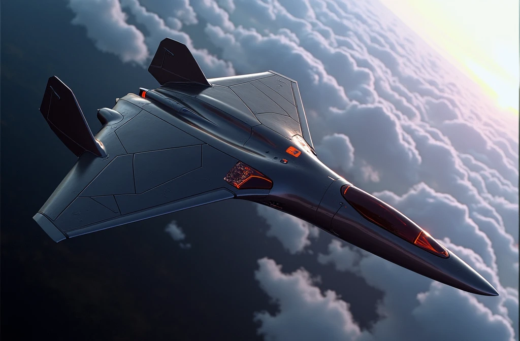 Plane, with an elongated and thin shape with a low profile to minimize air resistance, the nose should be pointed, with small wings or possibly integrated with the fuselage.