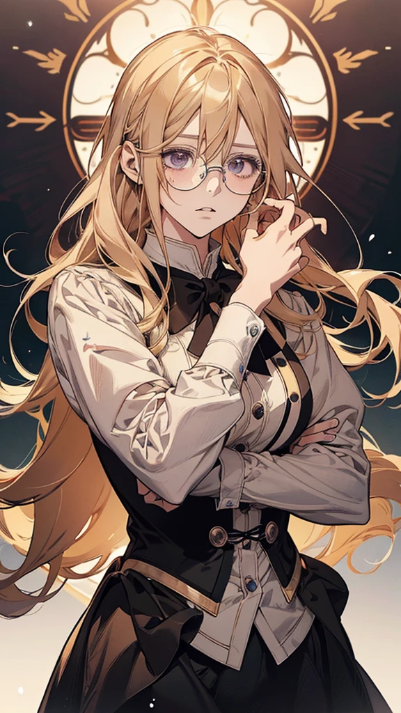 Wearing glasses、Anime-style illustration of a blonde girl in a white shirt, Violet Evergarden, Detailed portrait of an anime girl, Detailed Key Anime Art, Beautiful and detailed anime art, change, Long Haired Blonde Anime, Detailed digital anime art, Splash art anime , Kagamine Rin, Created by Anime Painter Studio, Painted in an anime artist&#39;s studio