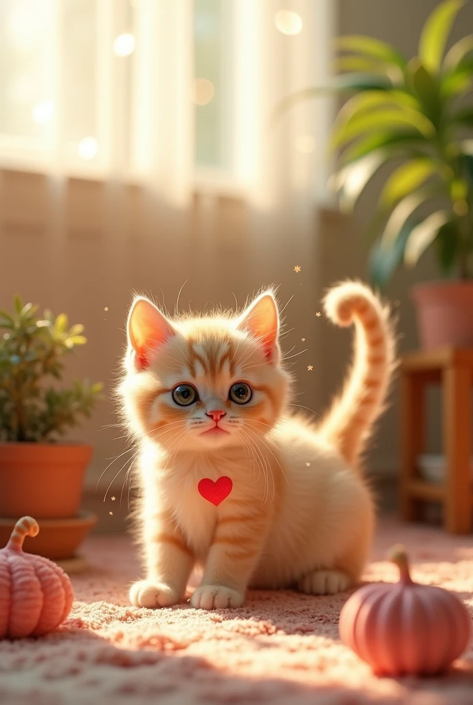 Cat tail heart mark beautiful in detail cute
