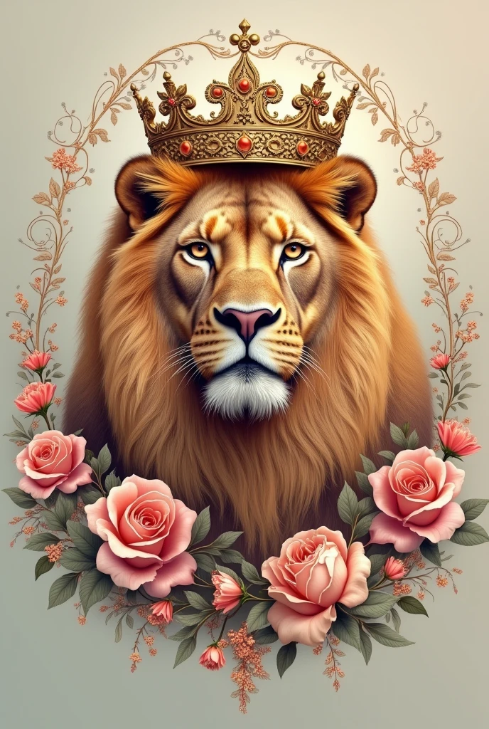 Create a blouse with an image of a lion with a crown