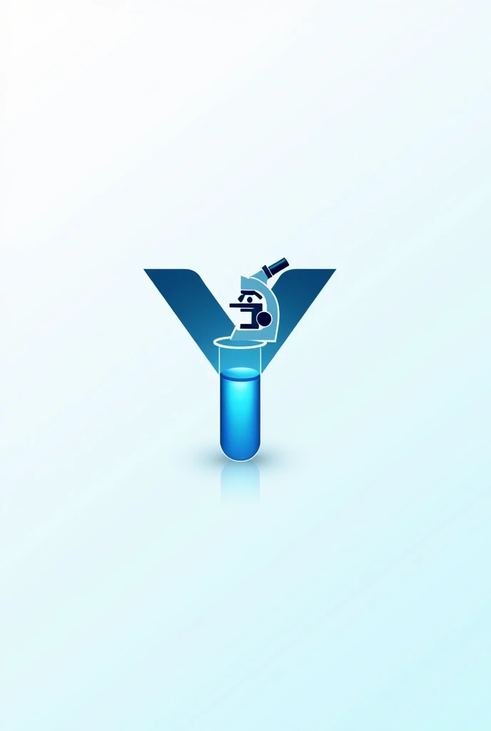 Create an image as a logo for a clinical laboratory where the letter Y appears., a microscope and a test tube with a liquid
