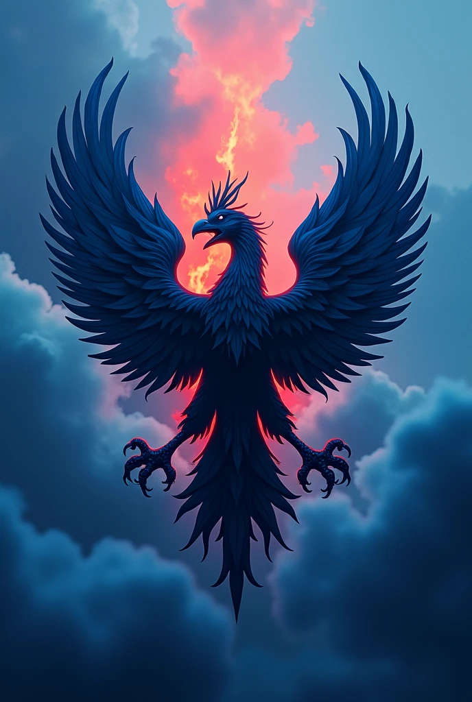  bandeira azul, red and white with a black phoenix


