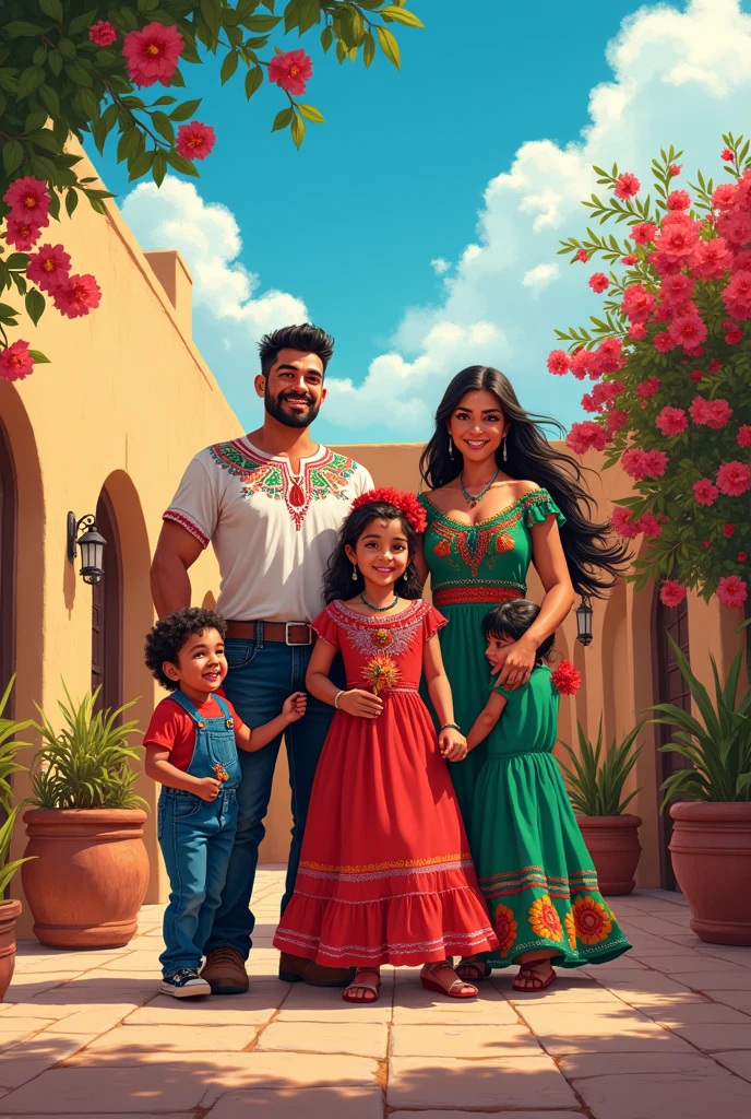 Create a beautiful Mexican family 