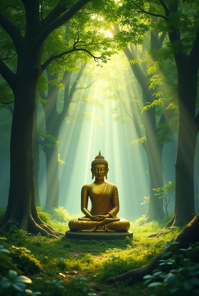 mobile wallpaper, budda in forest
