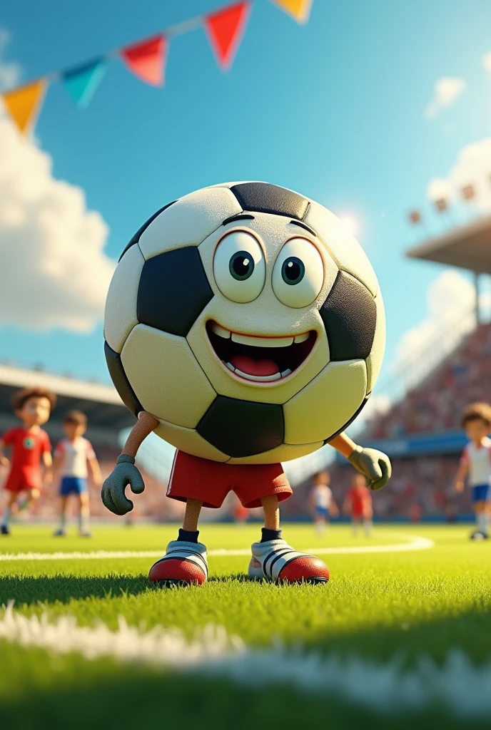 Humanoid soccer ball looking at a