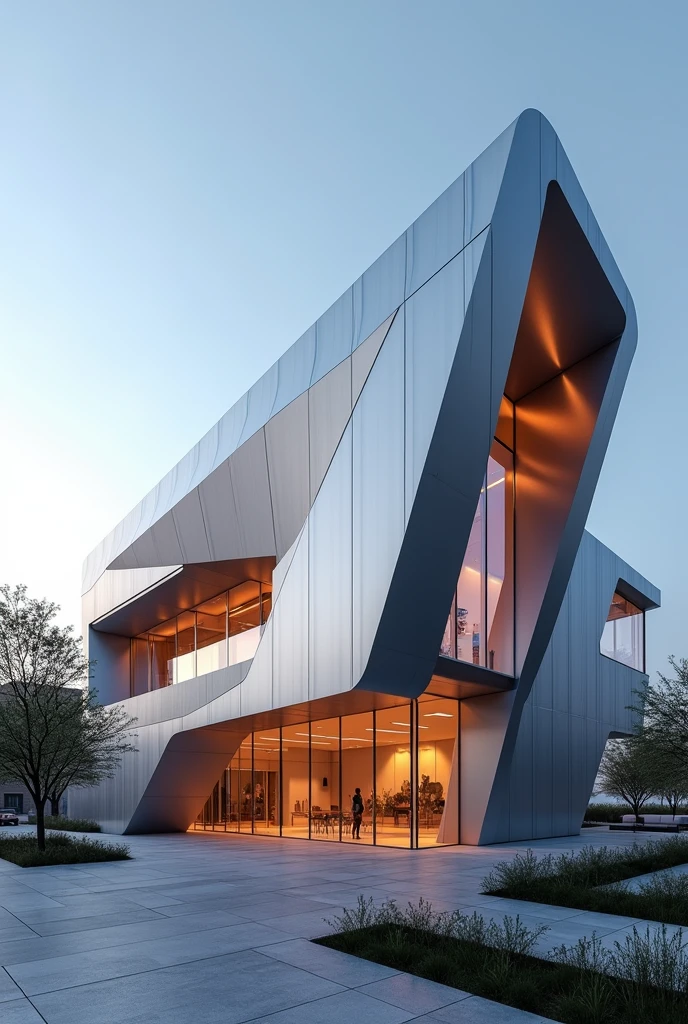 Create a concept design building based on a laptop charger and please show me the exterior design