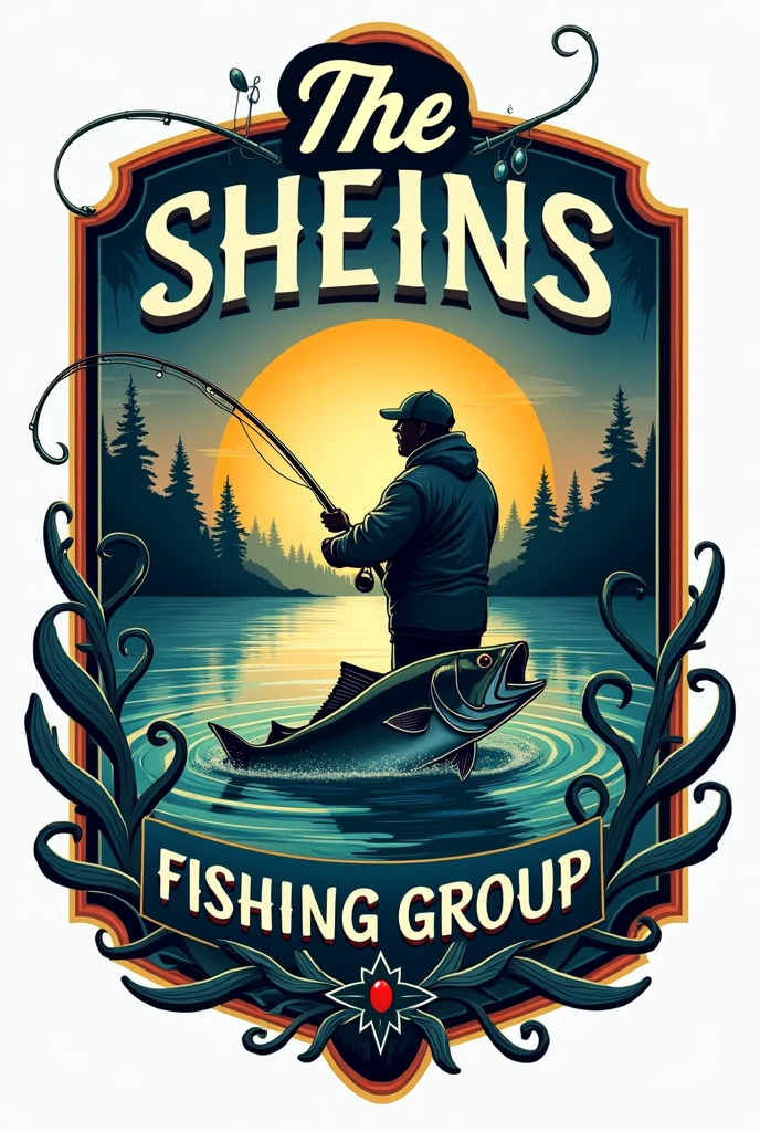 Fishing group badge with title the sheins