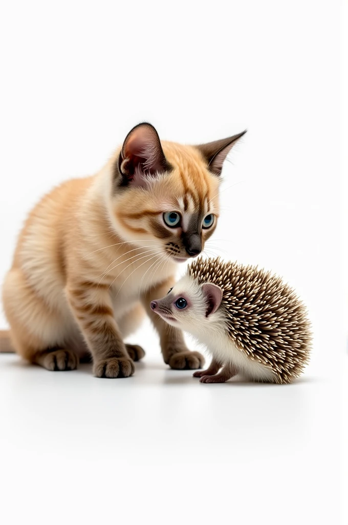 cat hedgehog with white background