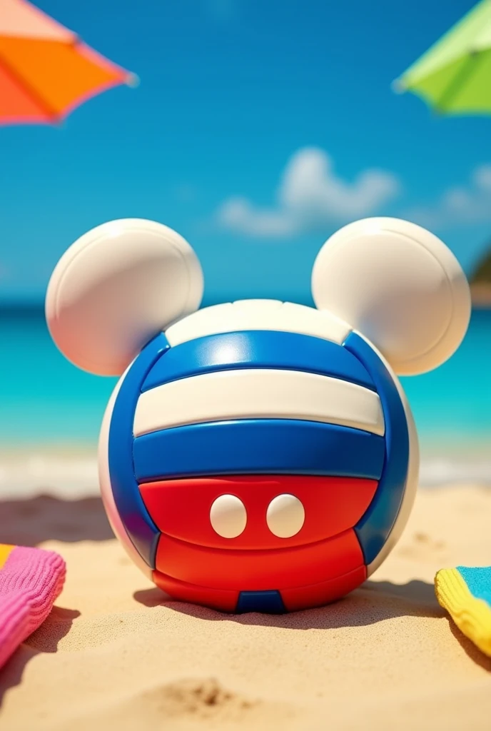 Create a volleyball with Mickey Mouse ears 
