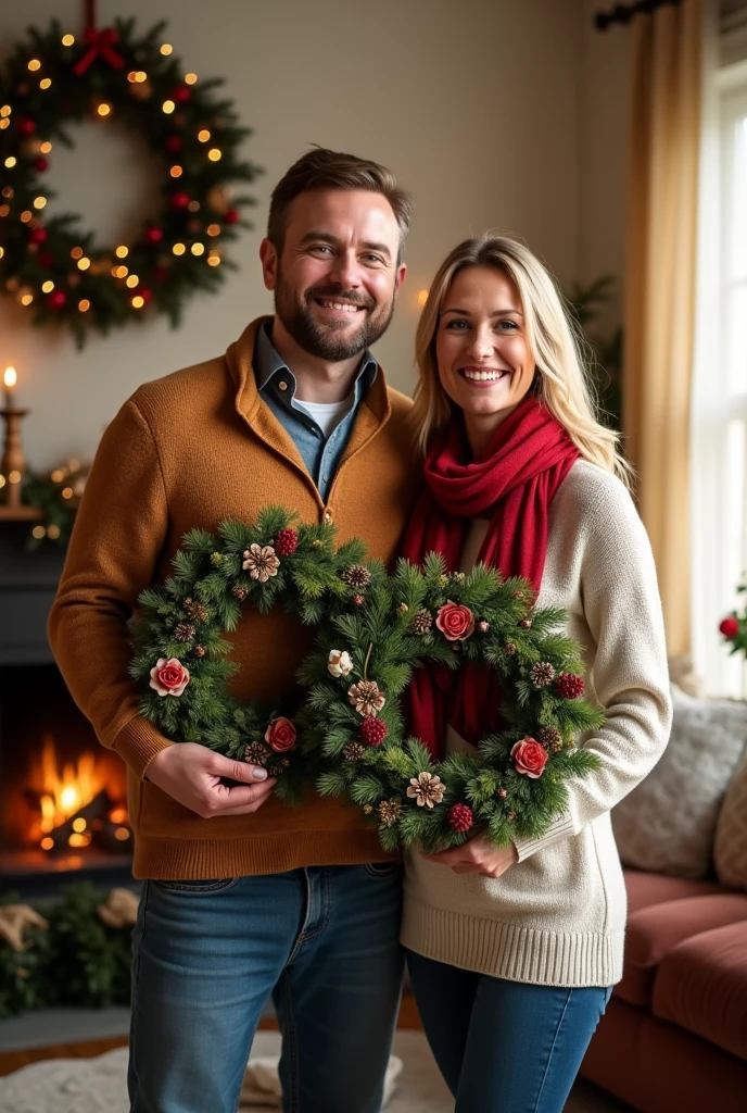 Parents holding wreath 