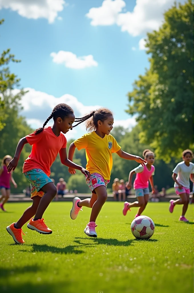 Girls ball kicking