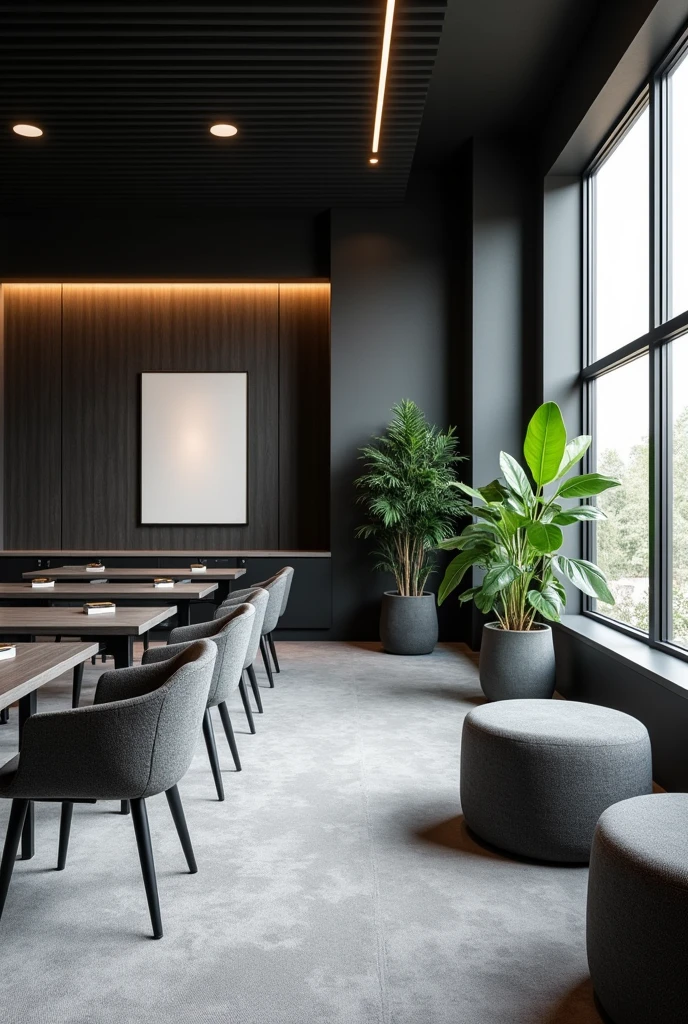 Chic classroom with black and gray
