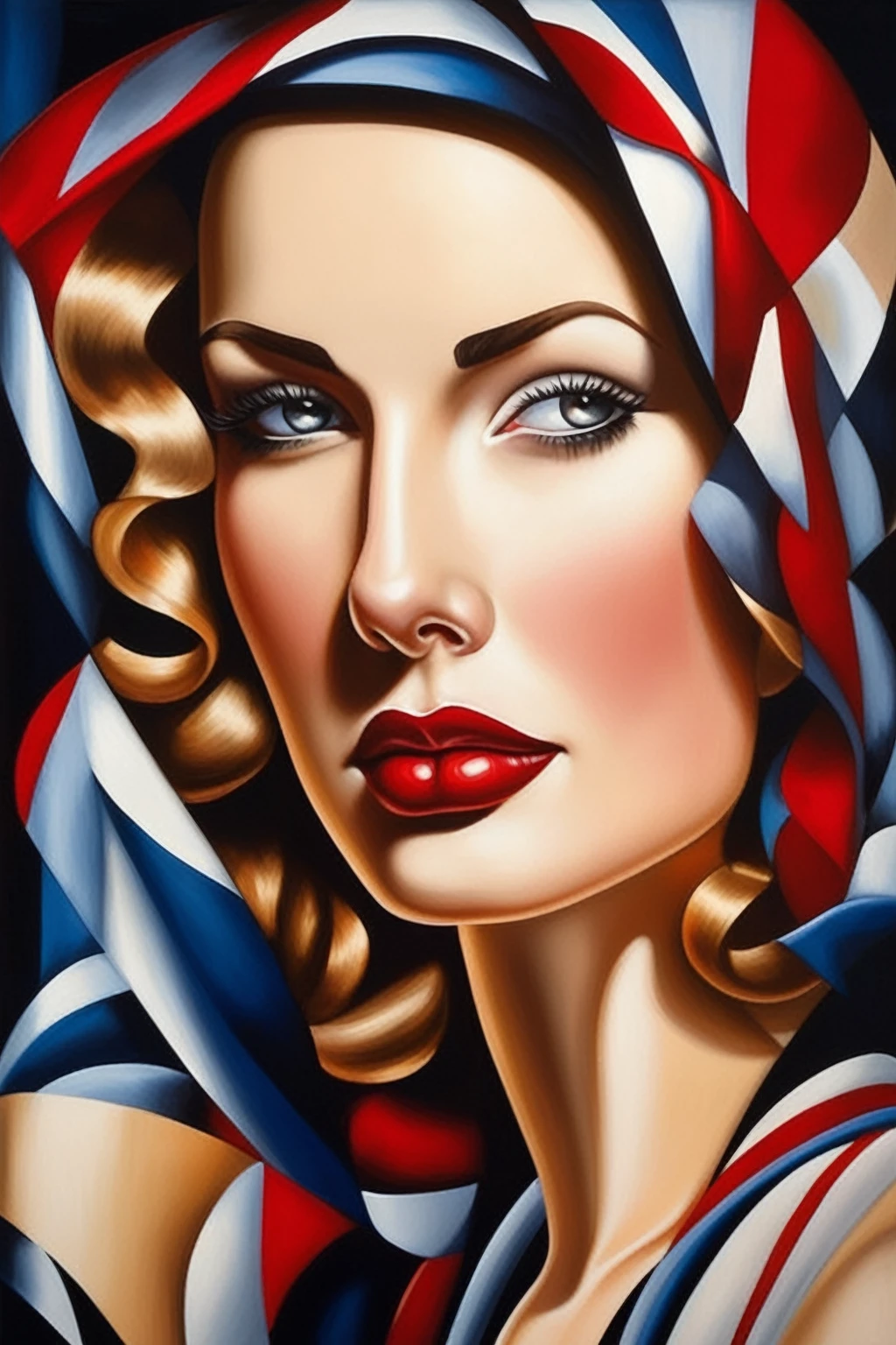 Tamara De Lempicka Style - Close-up of a woman in style of Catherine Abel, Elizabeth Peyton, Helena Lam and Helena Nikulina