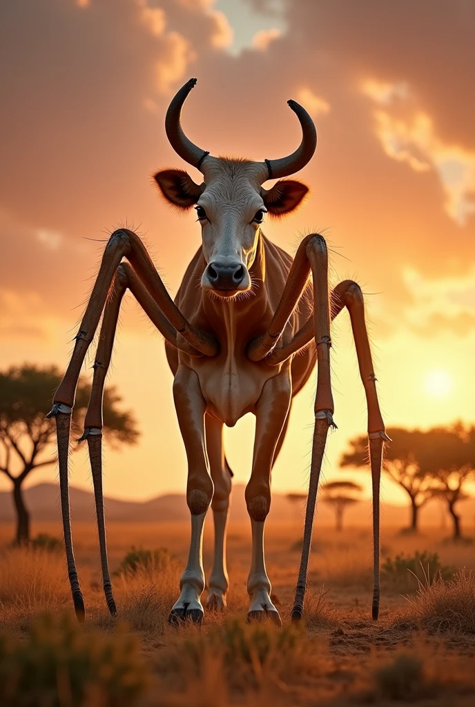 A cow that is half spider and half giraffe