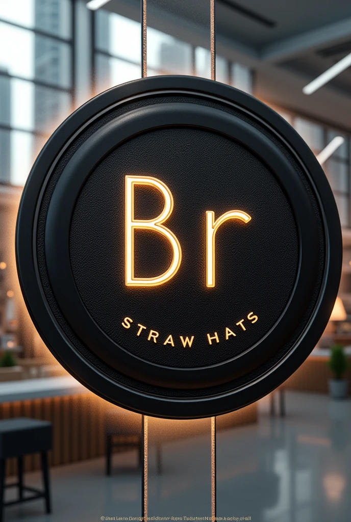 create a futuristic black and white burger shop logo with the name in Portuguese br straw hats