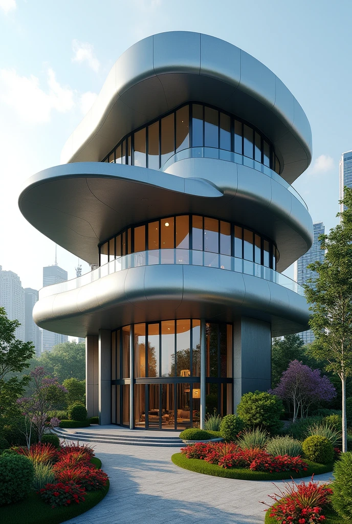 Create a concept design building based on a cap and please show me the exterior design